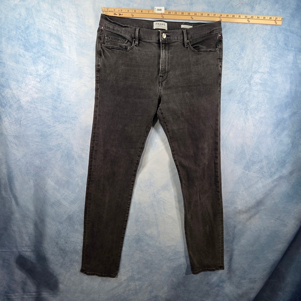Frame‎ Denim L'Homme Skinny Jeans Mens 36 Faded Black Stretch Premium Denim